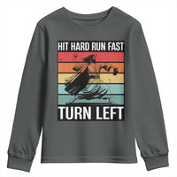 Hit Hard Run Fast Turn Left Youth Sweatshirt Funny Jesus Baseball Player - Wonder Print Shop