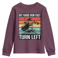 Hit Hard Run Fast Turn Left Youth Sweatshirt Funny Jesus Baseball Player - Wonder Print Shop