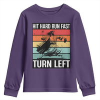Hit Hard Run Fast Turn Left Youth Sweatshirt Funny Jesus Baseball Player - Wonder Print Shop