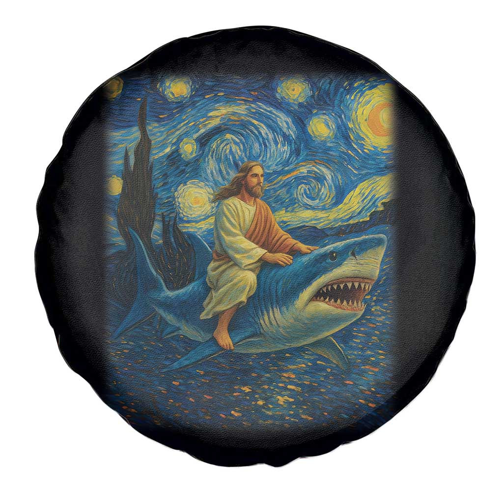 Jesus Shark Stary Night Spare Tire Cover Artist Van Gogh Christian - Wonder Print Shop