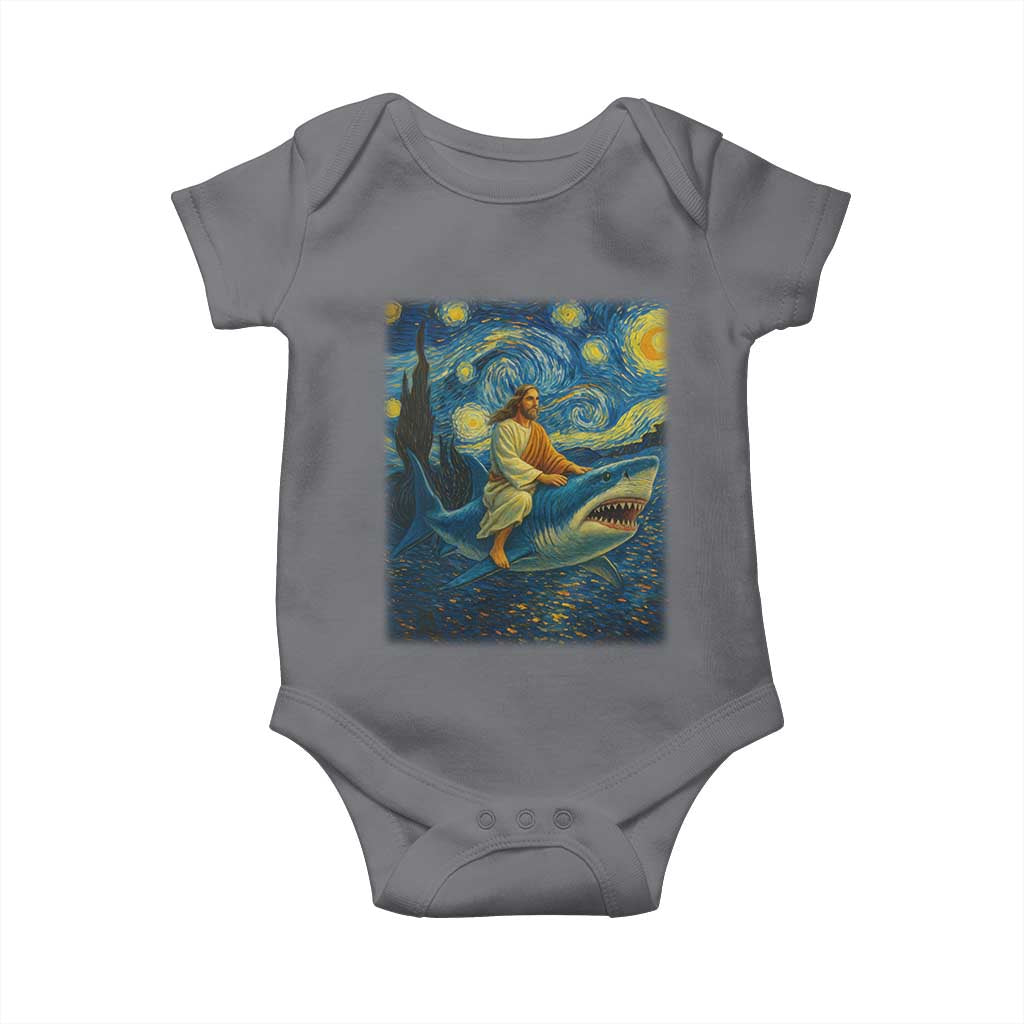 Jesus Shark Stary Night Baby Onesie Artist Van Gogh Christian - Wonder Print Shop