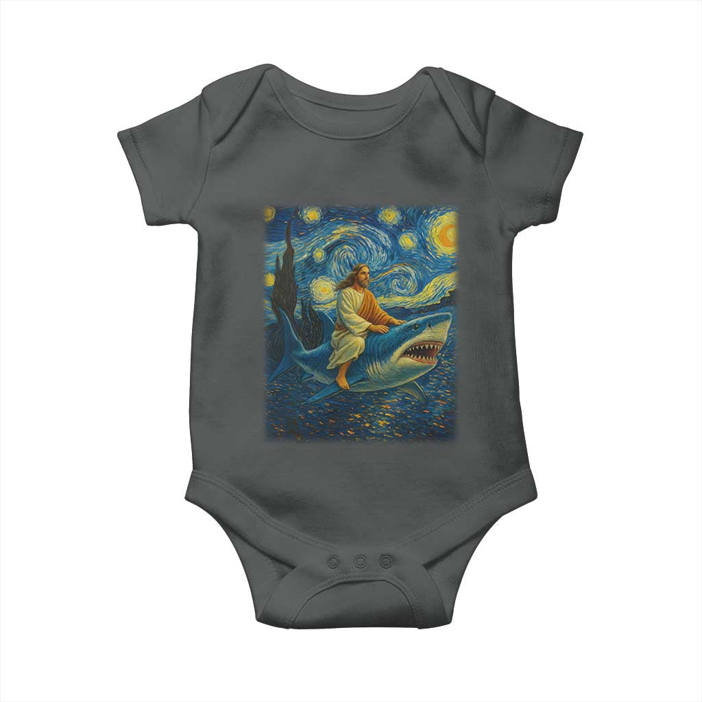 Jesus Shark Stary Night Baby Onesie Artist Van Gogh Christian - Wonder Print Shop