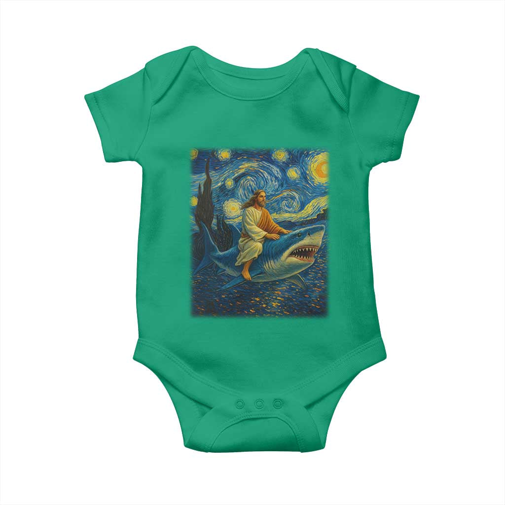 Jesus Shark Stary Night Baby Onesie Artist Van Gogh Christian - Wonder Print Shop