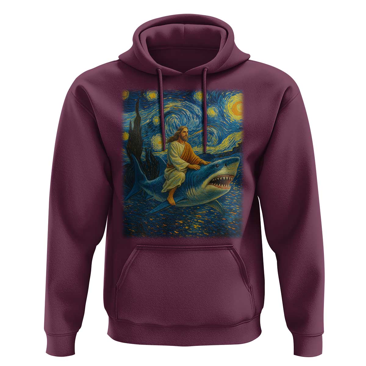 Jesus Shark Stary Night Hoodie Artist Van Gogh Christian - Wonder Print Shop