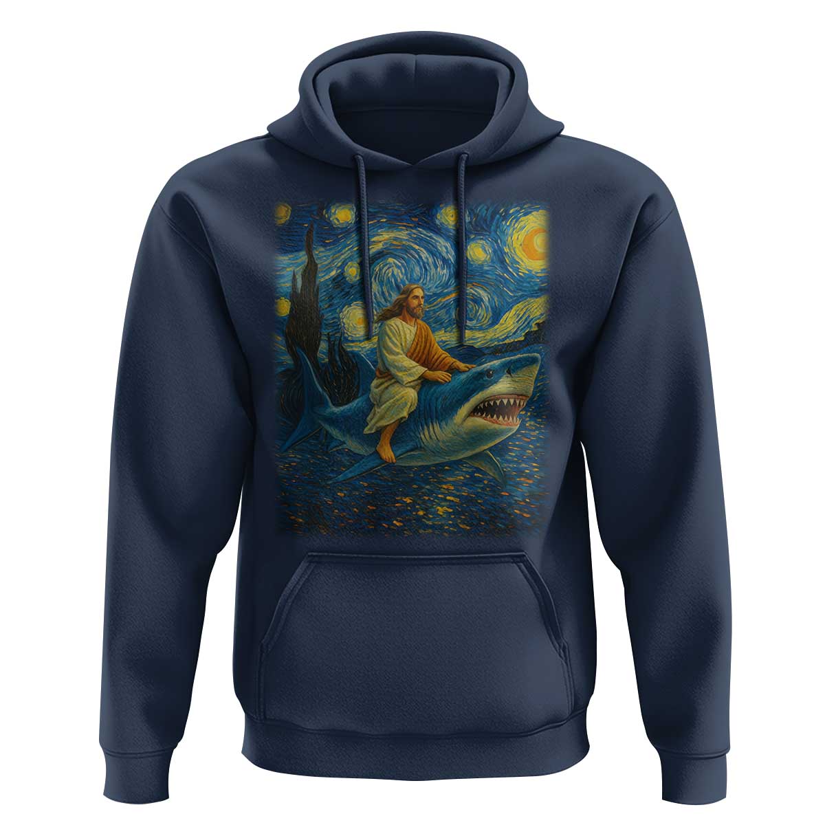 Jesus Shark Stary Night Hoodie Artist Van Gogh Christian - Wonder Print Shop