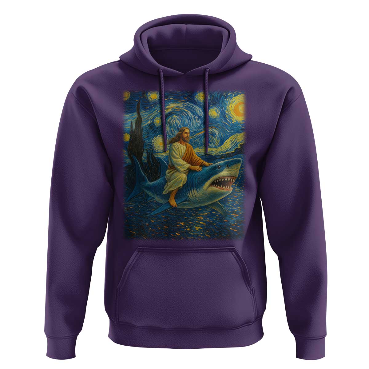 Jesus Shark Stary Night Hoodie Artist Van Gogh Christian - Wonder Print Shop