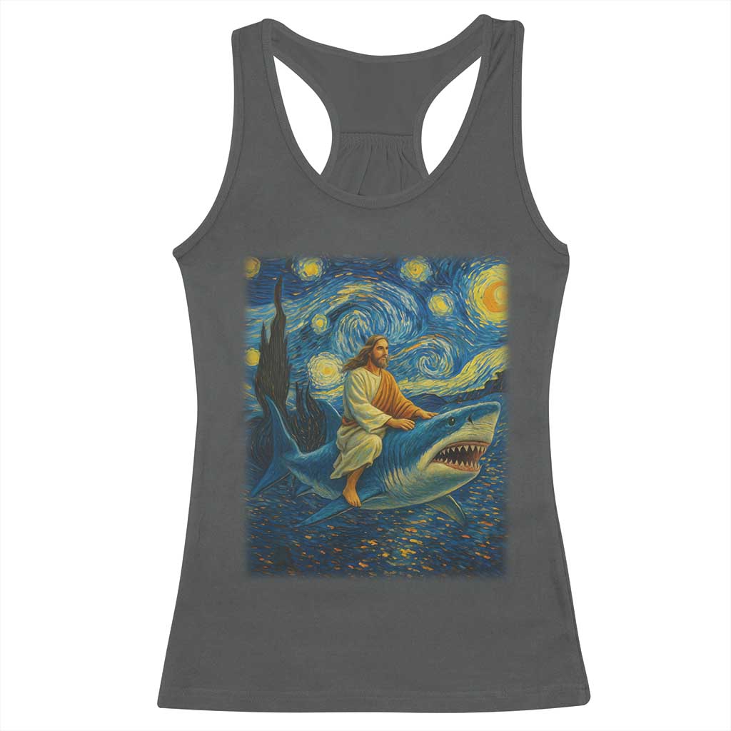 Jesus Shark Stary Night Racerback Tank Top Artist Van Gogh Christian - Wonder Print Shop