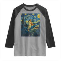 Jesus Shark Stary Night Raglan Shirt Artist Van Gogh Christian - Wonder Print Shop