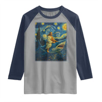 Jesus Shark Stary Night Raglan Shirt Artist Van Gogh Christian - Wonder Print Shop