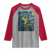 Jesus Shark Stary Night Raglan Shirt Artist Van Gogh Christian - Wonder Print Shop