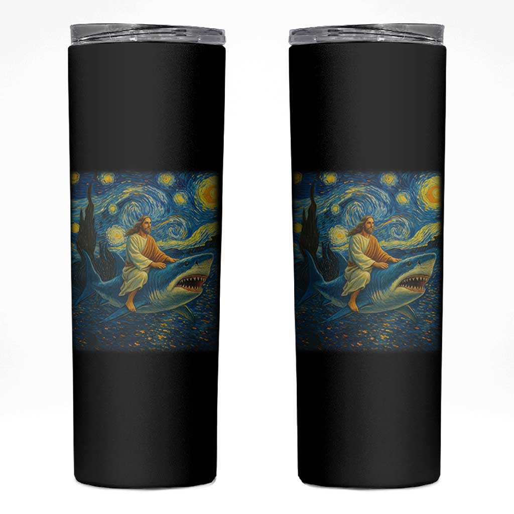 Jesus Shark Stary Night Skinny Tumbler Artist Van Gogh Christian