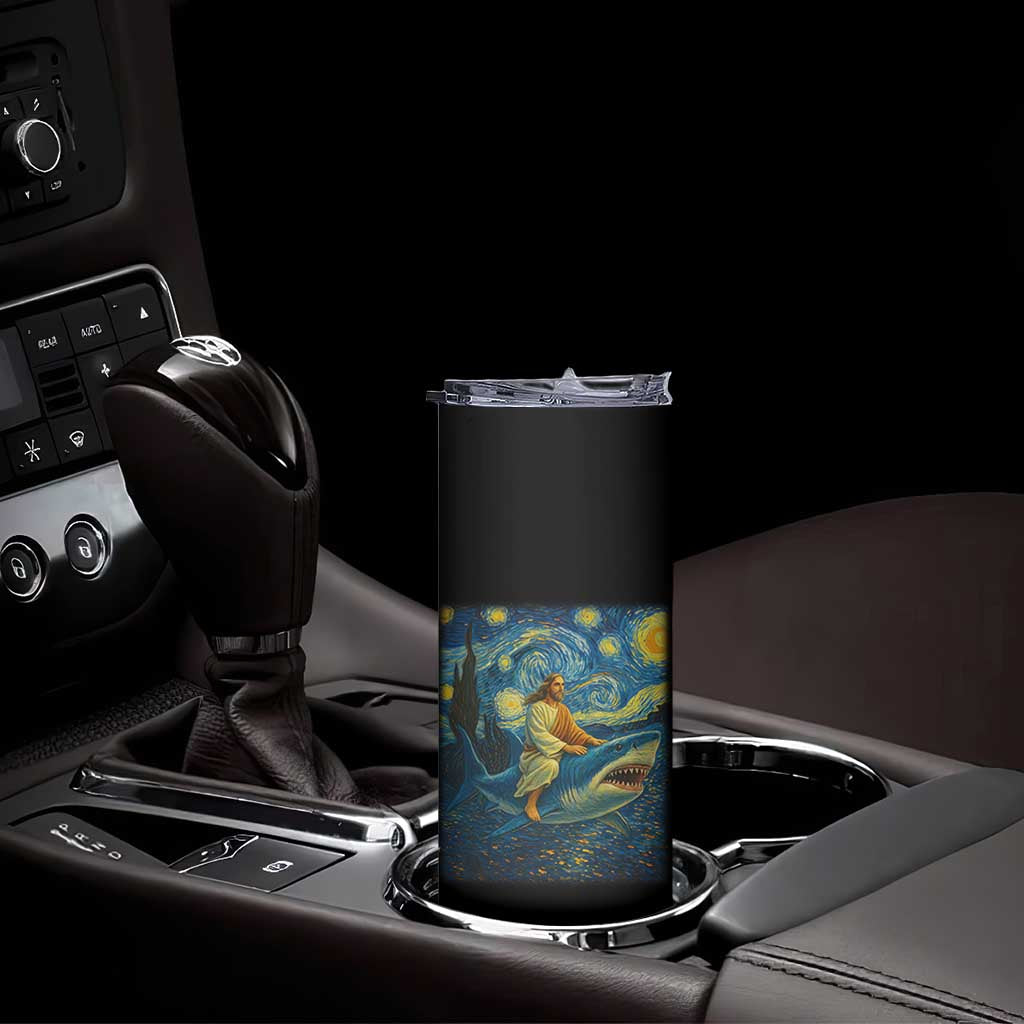 Jesus Shark Stary Night Skinny Tumbler Artist Van Gogh Christian