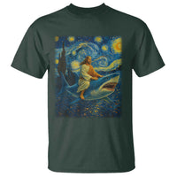Jesus Shark Stary Night T Shirt Artist Van Gogh Christian - Wonder Print Shop