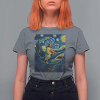 Jesus Shark Stary Night T Shirt For Women Artist Van Gogh Christian - Wonder Print Shop