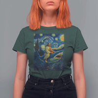 Jesus Shark Stary Night T Shirt For Women Artist Van Gogh Christian - Wonder Print Shop