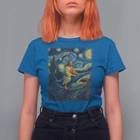 Jesus Shark Stary Night T Shirt For Women Artist Van Gogh Christian - Wonder Print Shop
