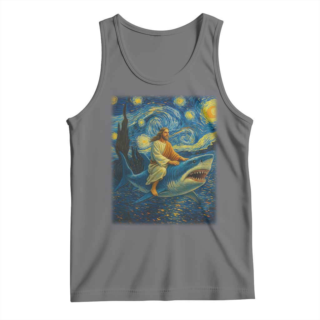 Jesus Shark Stary Night Tank Top Artist Van Gogh Christian - Wonder Print Shop