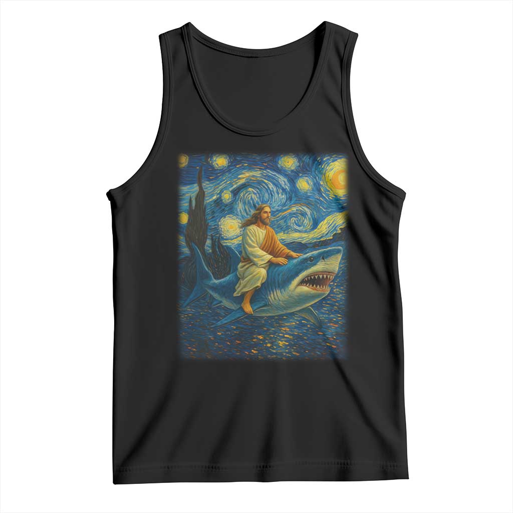 Jesus Shark Stary Night Tank Top Artist Van Gogh Christian - Wonder Print Shop