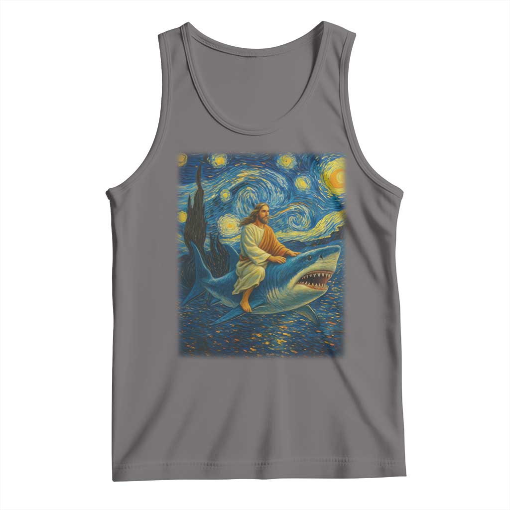 Jesus Shark Stary Night Tank Top Artist Van Gogh Christian - Wonder Print Shop