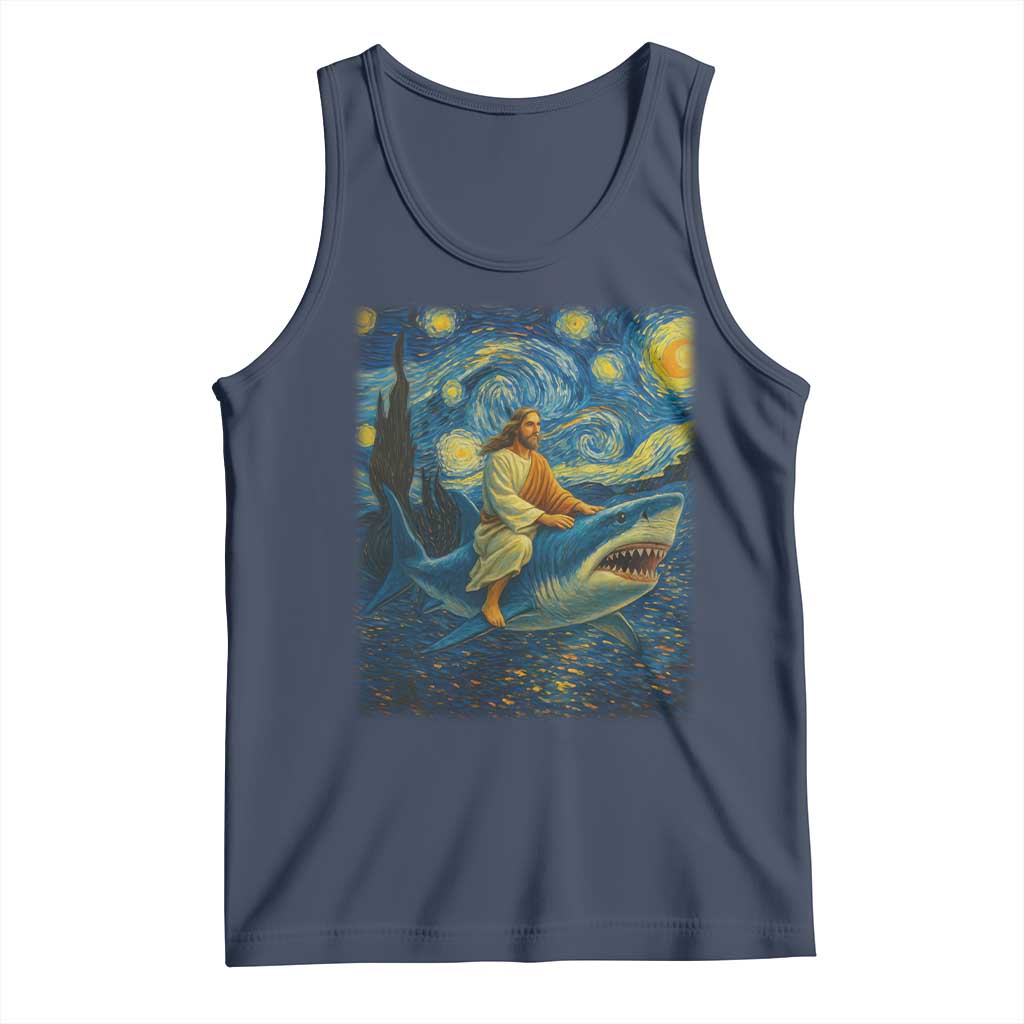 Jesus Shark Stary Night Tank Top Artist Van Gogh Christian - Wonder Print Shop