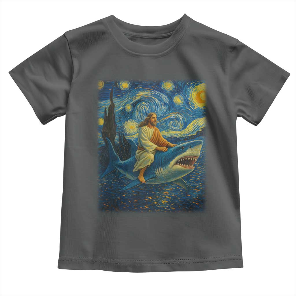 Jesus Shark Stary Night Toddler T Shirt Artist Van Gogh Christian - Wonder Print Shop