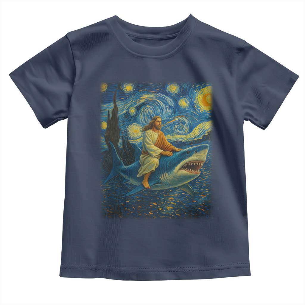 Jesus Shark Stary Night Toddler T Shirt Artist Van Gogh Christian - Wonder Print Shop