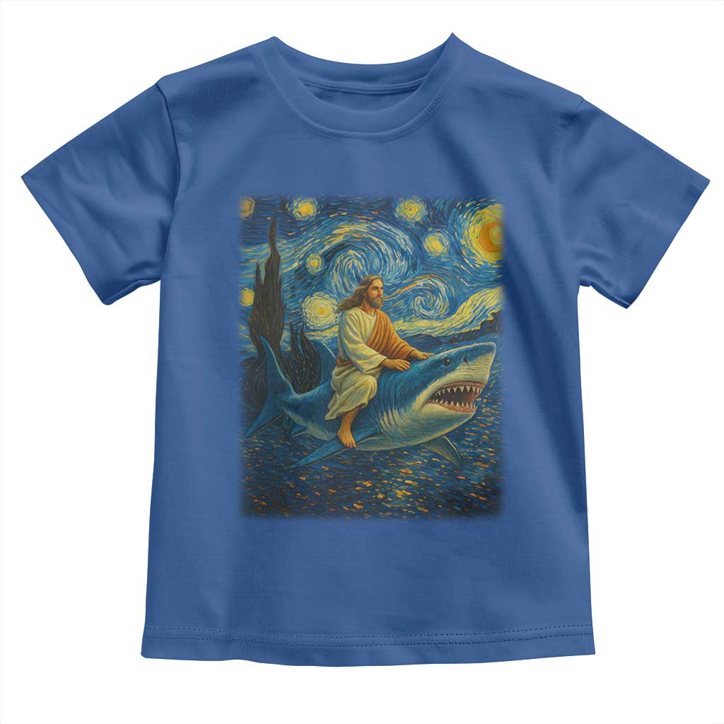 Jesus Shark Stary Night Toddler T Shirt Artist Van Gogh Christian - Wonder Print Shop