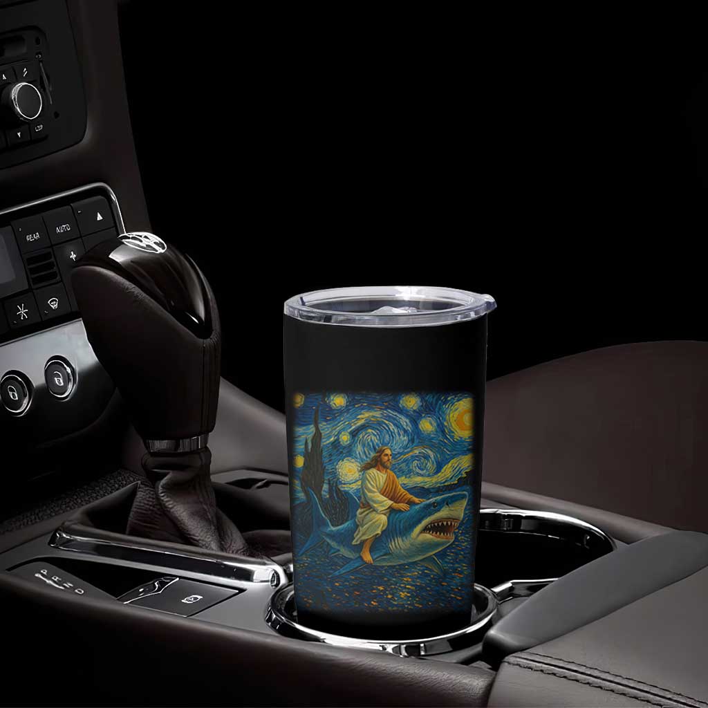 Jesus Shark Stary Night Tumbler Cup Artist Van Gogh Christian