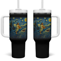 Jesus Shark Stary Night Tumbler With Handle Artist Van Gogh Christian