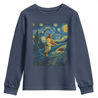 Jesus Shark Stary Night Youth Sweatshirt Artist Van Gogh Christian - Wonder Print Shop