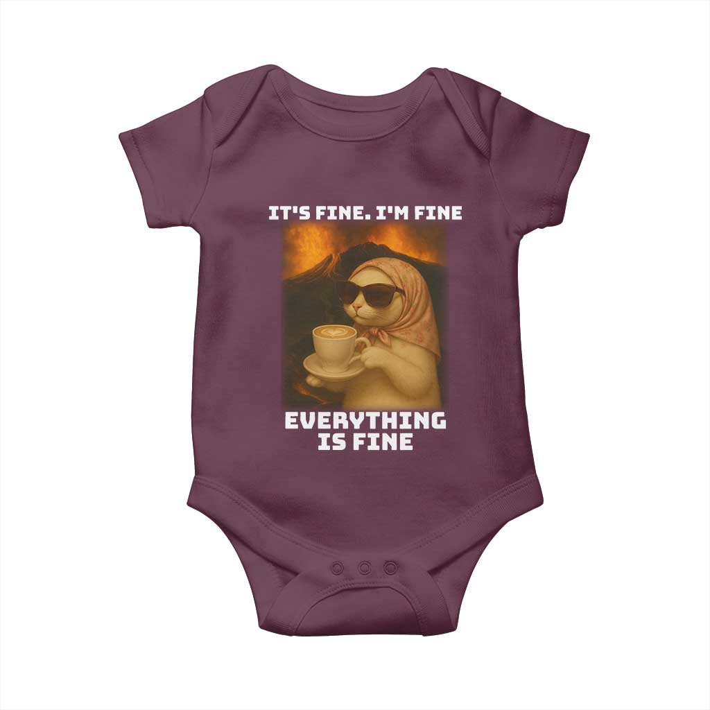 Funny Cat Meme Baby Onesie It Is Fine I Am Fine Every Thing Is Fine - Wonder Print Shop