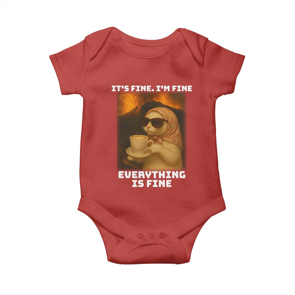 Funny Cat Meme Baby Onesie It Is Fine I Am Fine Every Thing Is Fine - Wonder Print Shop