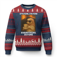 Funny Cat Meme Ugly Christmas Sweater It Is Fine I Am Fine Every Thing Is Fine - Wonder Print Shop