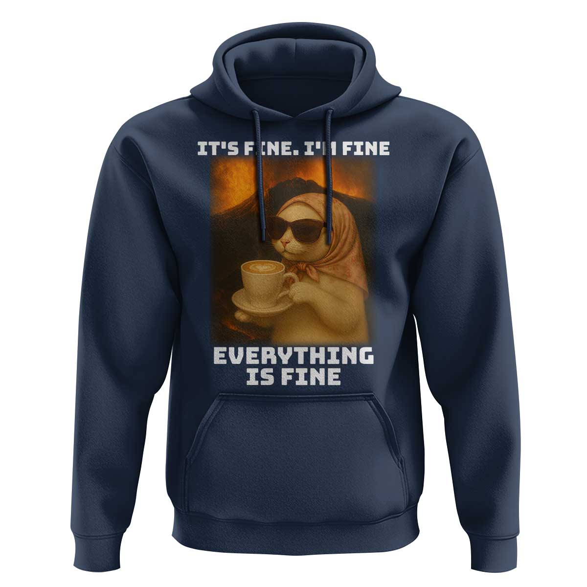 Funny Cat Meme Hoodie It Is Fine I Am Fine Every Thing Is Fine - Wonder Print Shop