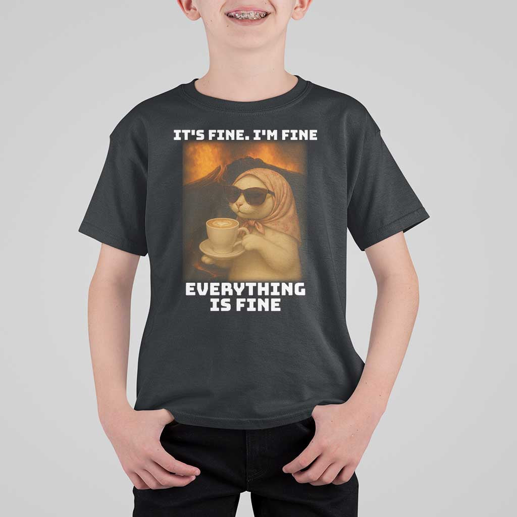 Funny Cat Meme T Shirt For Kid It Is Fine I Am Fine Every Thing Is Fine - Wonder Print Shop