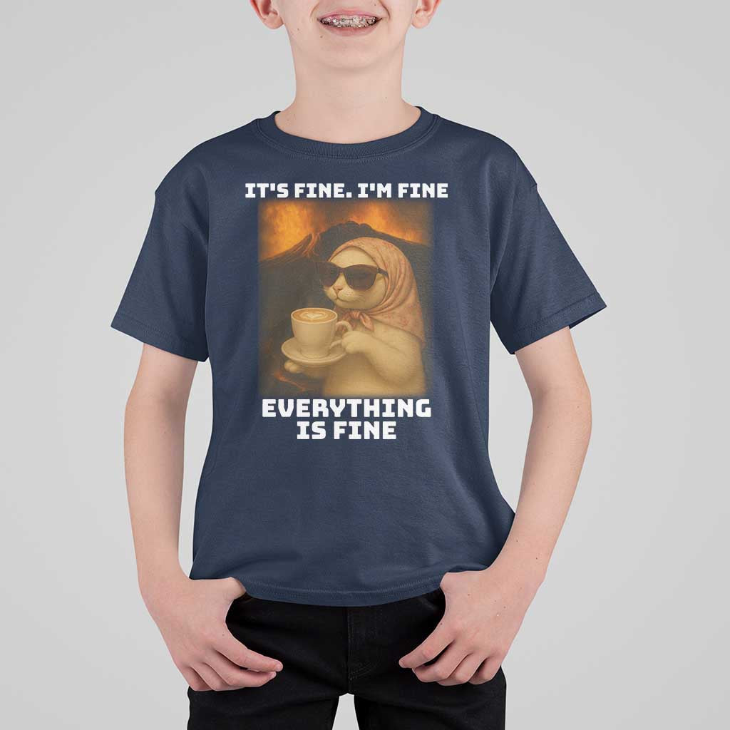 Funny Cat Meme T Shirt For Kid It Is Fine I Am Fine Every Thing Is Fine - Wonder Print Shop