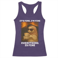 Funny Cat Meme Racerback Tank Top It Is Fine I Am Fine Every Thing Is Fine - Wonder Print Shop