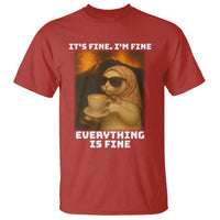 Funny Cat Meme T Shirt It Is Fine I Am Fine Every Thing Is Fine - Wonder Print Shop