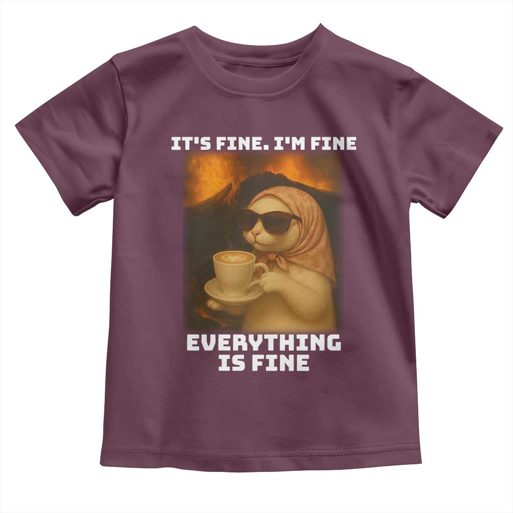 Funny Cat Meme Toddler T Shirt It Is Fine I Am Fine Every Thing Is Fine - Wonder Print Shop