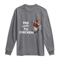 Funny Cute Chicken Long Sleeve Shirt Yep I Talk To Chickens Farm Animal Lover - Wonder Print Shop