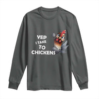Funny Cute Chicken Long Sleeve Shirt Yep I Talk To Chickens Farm Animal Lover - Wonder Print Shop
