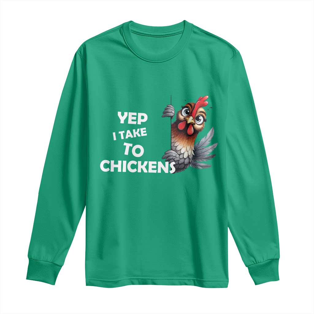 Funny Cute Chicken Long Sleeve Shirt Yep I Talk To Chickens Farm Animal Lover - Wonder Print Shop