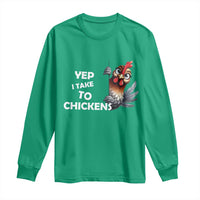 Funny Cute Chicken Long Sleeve Shirt Yep I Talk To Chickens Farm Animal Lover - Wonder Print Shop