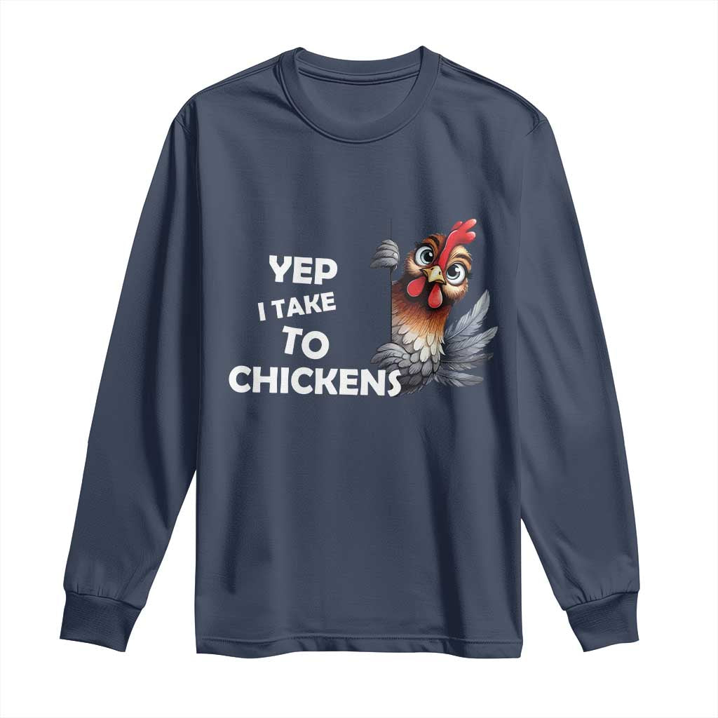Funny Cute Chicken Long Sleeve Shirt Yep I Talk To Chickens Farm Animal Lover - Wonder Print Shop