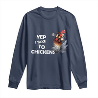 Funny Cute Chicken Long Sleeve Shirt Yep I Talk To Chickens Farm Animal Lover - Wonder Print Shop