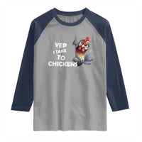 Funny Cute Chicken Raglan Shirt Yep I Talk To Chickens Farm Animal Lover - Wonder Print Shop