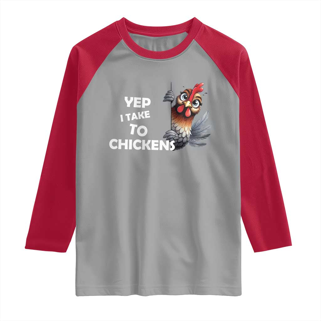Funny Cute Chicken Raglan Shirt Yep I Talk To Chickens Farm Animal Lover - Wonder Print Shop