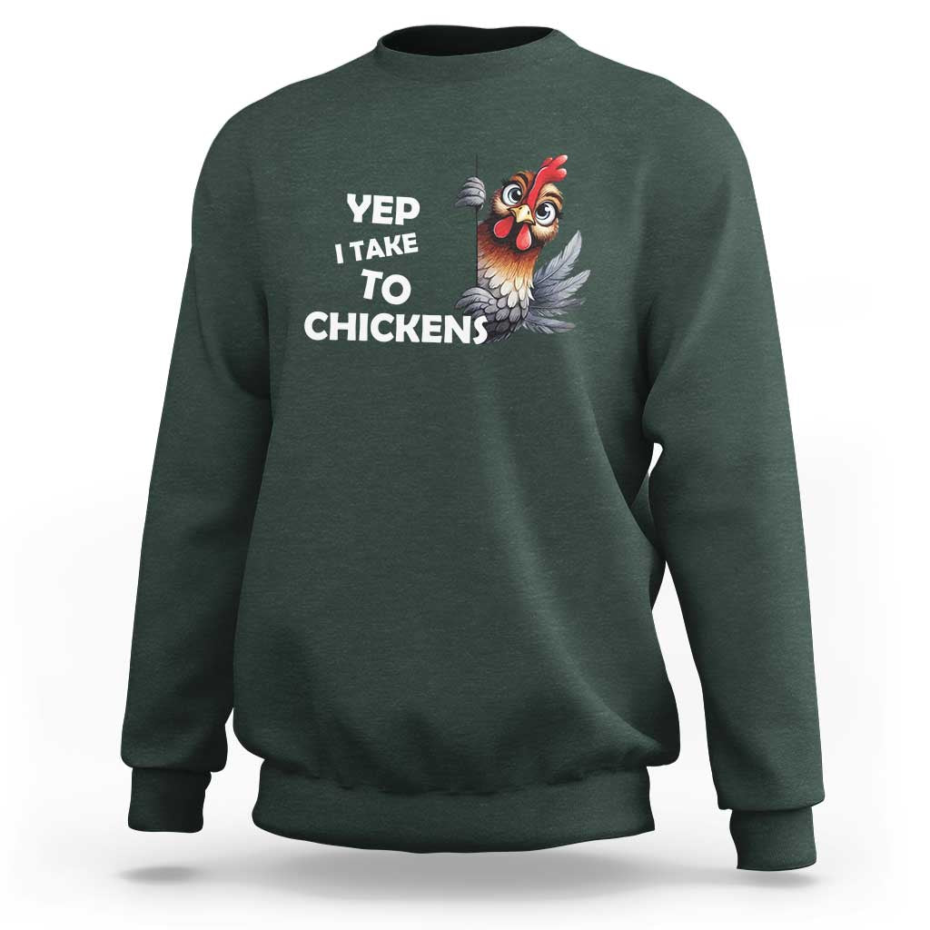 Funny Cute Chicken Sweatshirt Yep I Talk To Chickens Farm Animal Lover - Wonder Print Shop