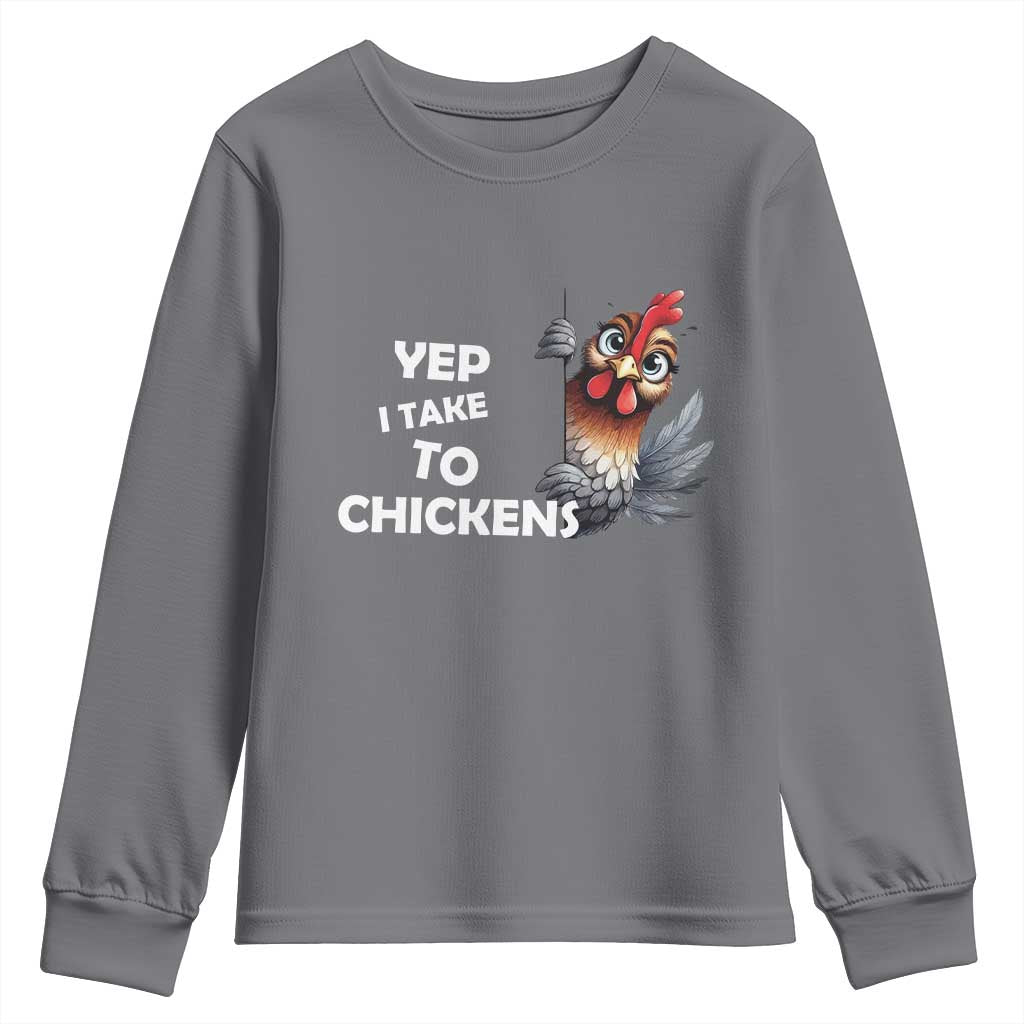 Funny Cute Chicken Youth Sweatshirt Yep I Talk To Chickens Farm Animal Lover - Wonder Print Shop