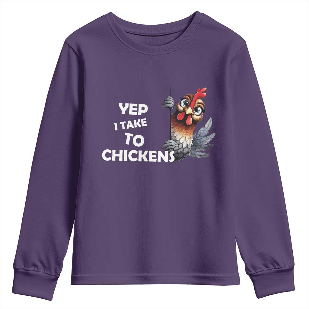 Funny Cute Chicken Youth Sweatshirt Yep I Talk To Chickens Farm Animal Lover - Wonder Print Shop